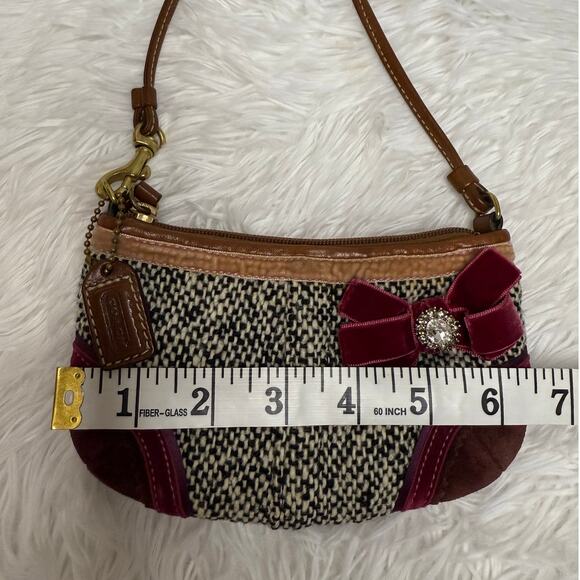 COACH y2k Limited Edition Soho Tweed Ribbon Bow Mini Purse Bag Charm - Picture 9 of 11